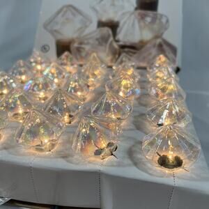 Vintage Jewel Diamond Light Set String Clear Iridescent Christmas Party Room